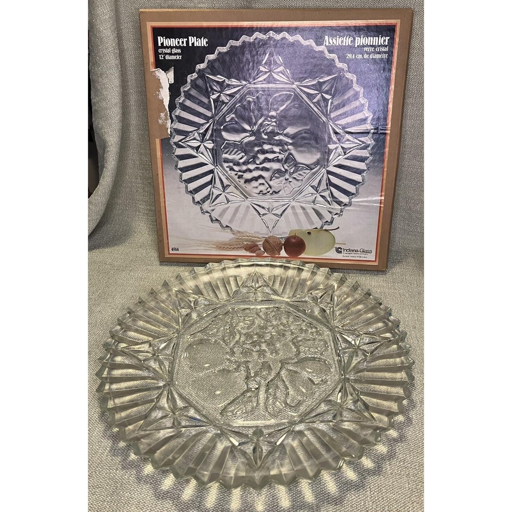 Indiana Glass 4514 Pioneer Plate 12" Diameter Crystal Glass USA